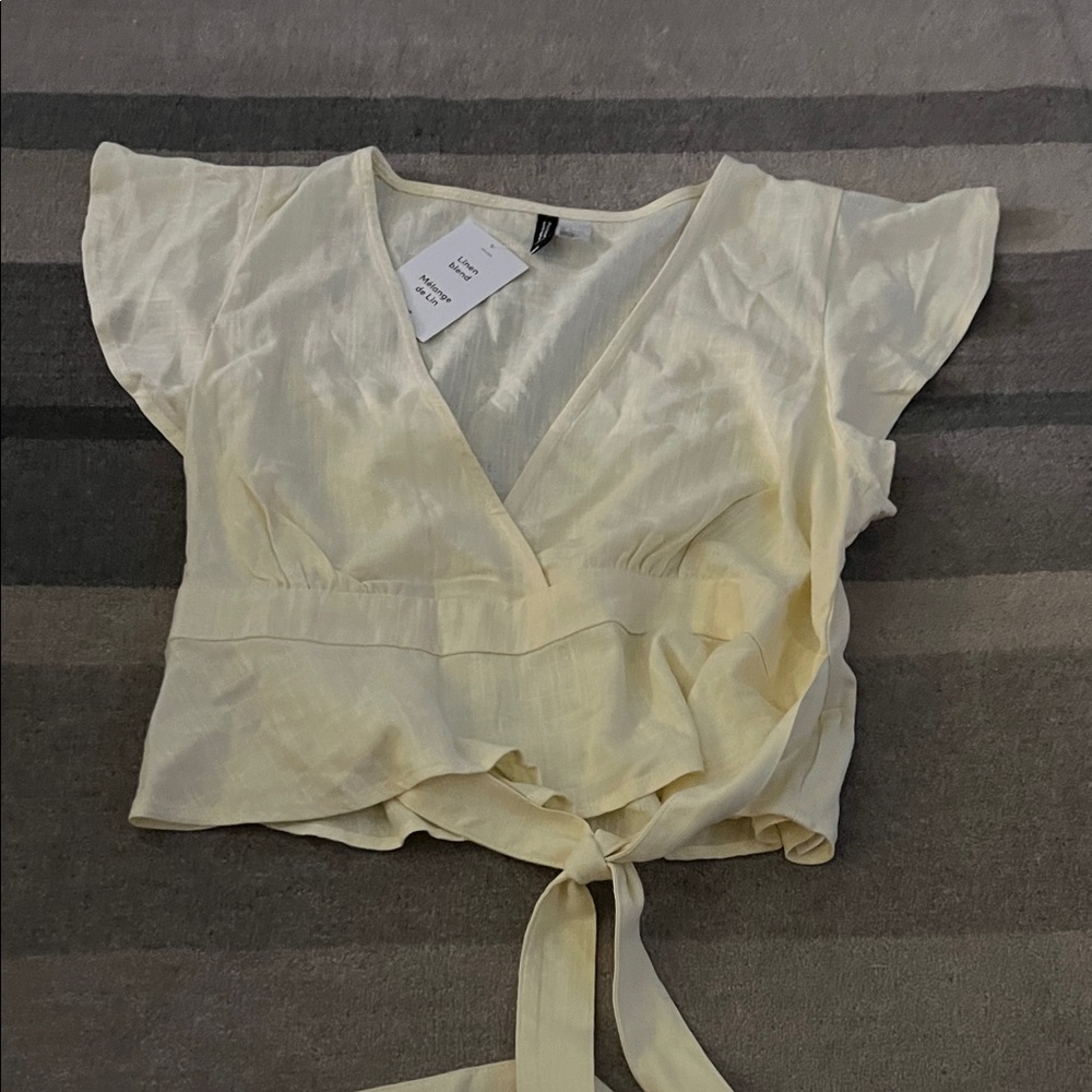 H&M Cream Tie-Front Blouse